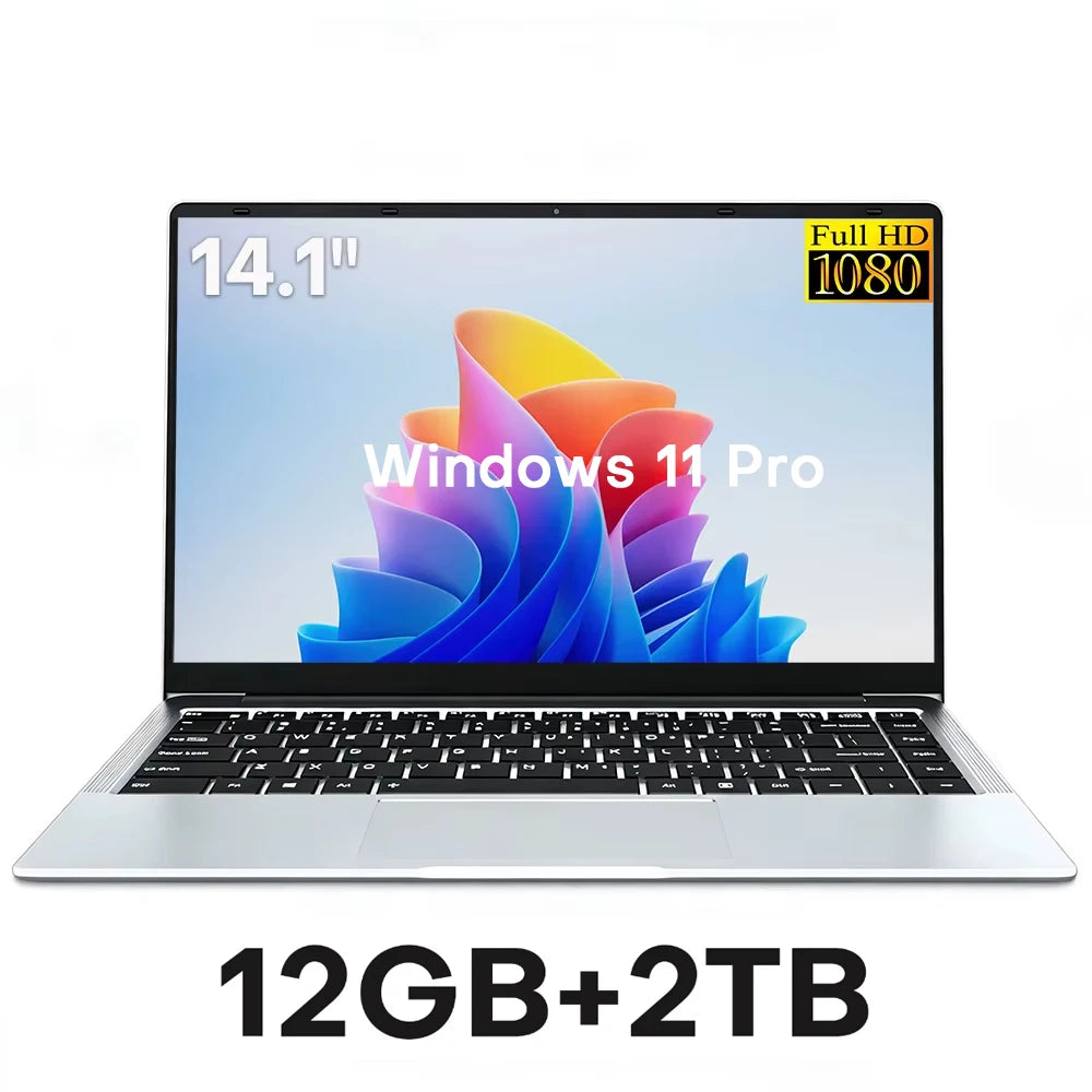 2026 Intel Core Atom A3950 Portable Laptop Computer 14.1 inch HD Gaming Laptop Windows 11 Pro SSD 512GB RAM 12GB RAM PC Notebook