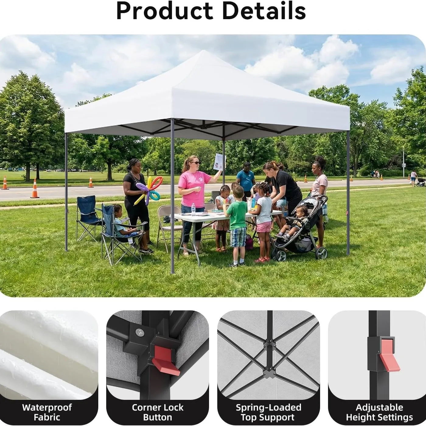 Aoxun 3x3m Pop Up Gazebo Tent Waterproof UV50+ Folding Canopy with Sand Bags & Carry Bag Outdoor Party Tent for Camping Beach Wedding by S And B Enterprise