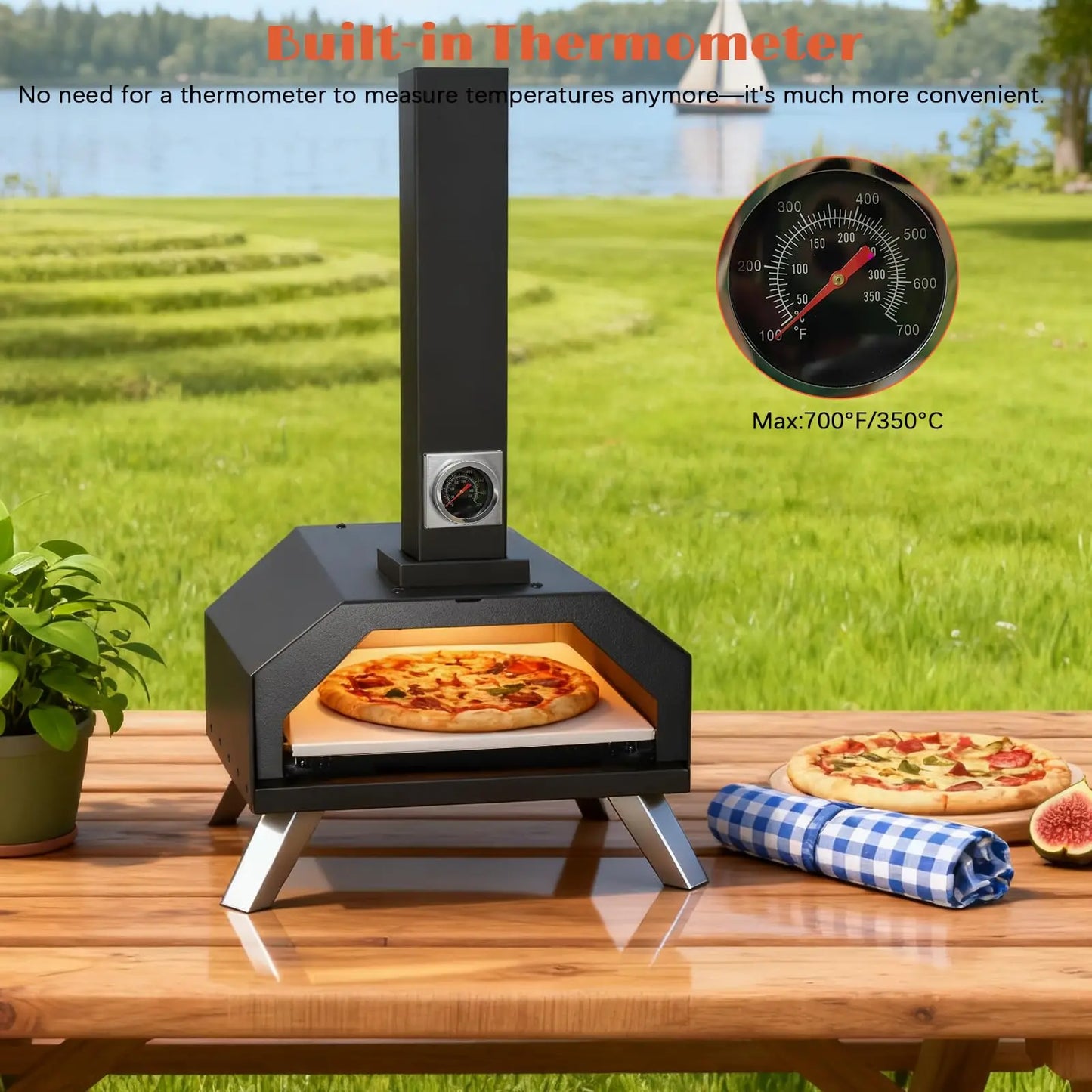 Karinear Outdoor Wood Pellet Pizza Oven With Peel And Cutter