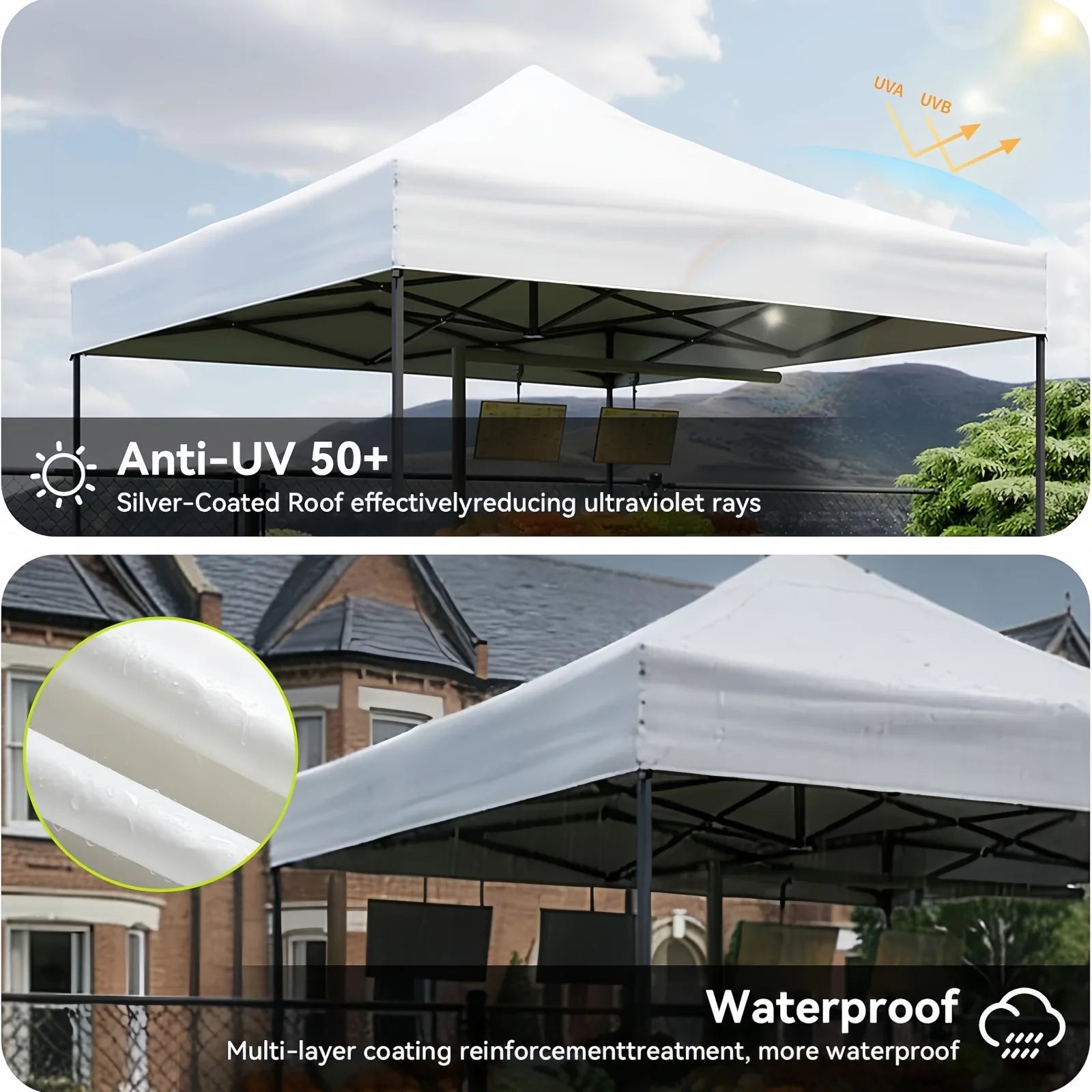 Aoxun 3x3m Pop Up Gazebo Tent Waterproof UV50+ Folding Canopy with Sand Bags & Carry Bag Outdoor Party Tent for Camping Beach Wedding by S And B Enterprise