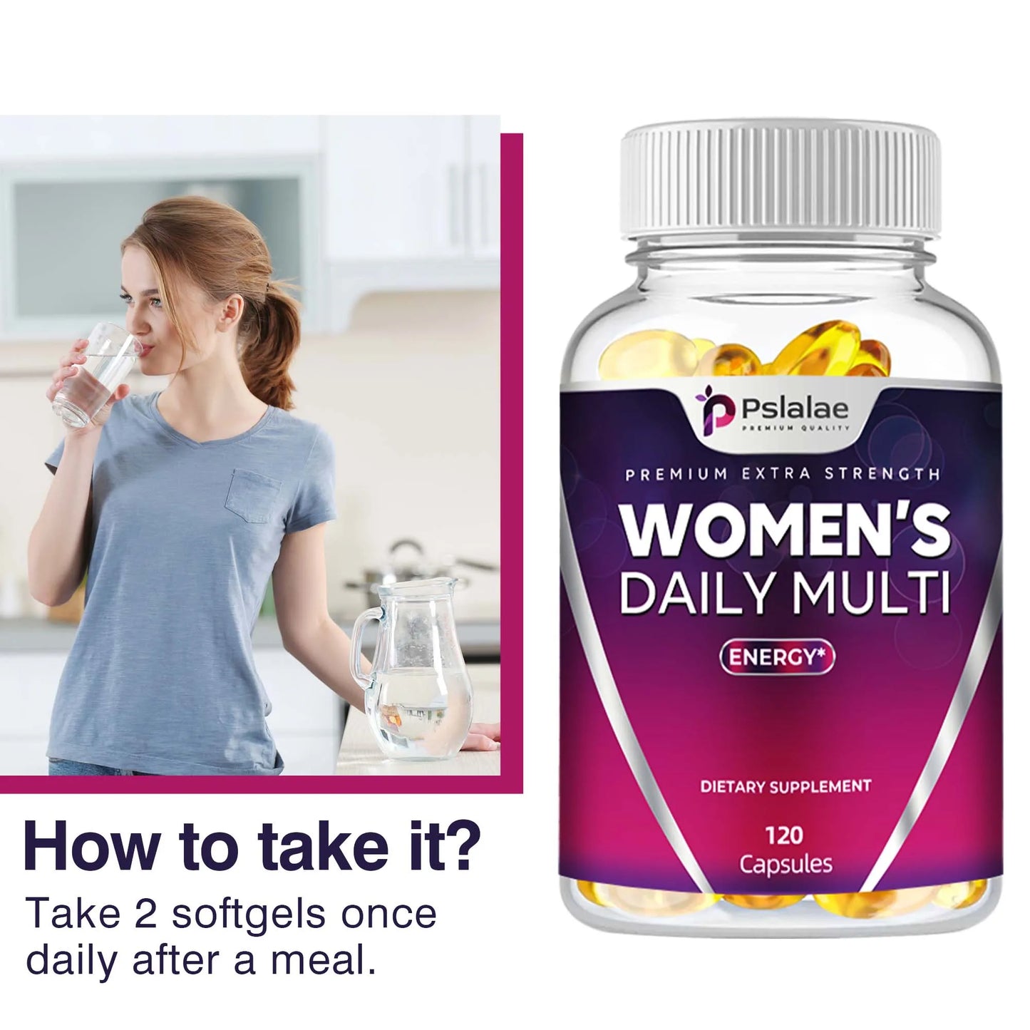 PslalaeCharge Women's Daily Multivitamin Capsules For Energy And Immunity