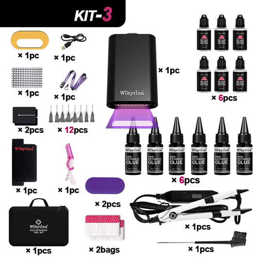 Wikytina UV Light Hair Extension Tool Kit With Adhesive Remover