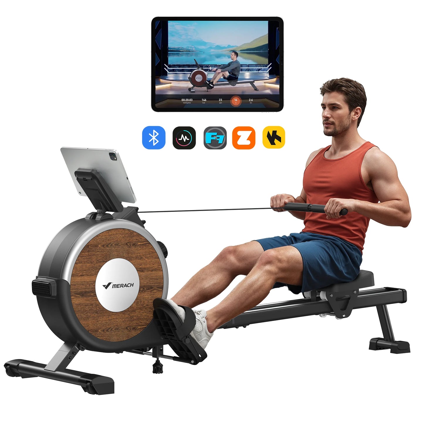 MERACH Rowing Machine Magnetic Rower Machine for Home 16 Levels Quiet Resistance Dual Slide Rail Max 350lb Weight Capacity  R02
