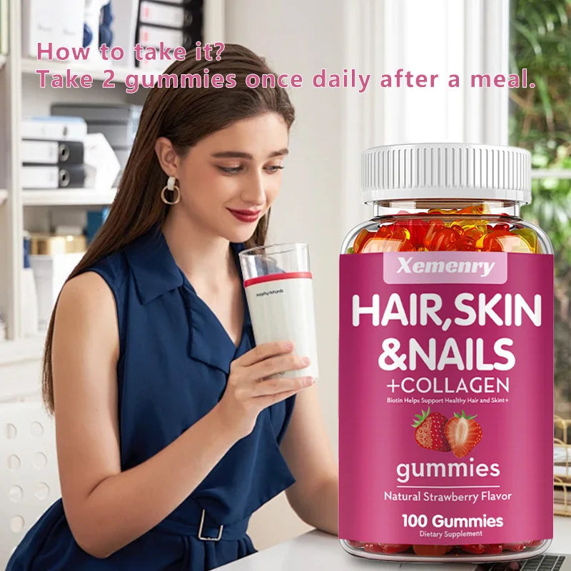 Xemenry Biotin Gummies For Hair Skin Nails And Collagen