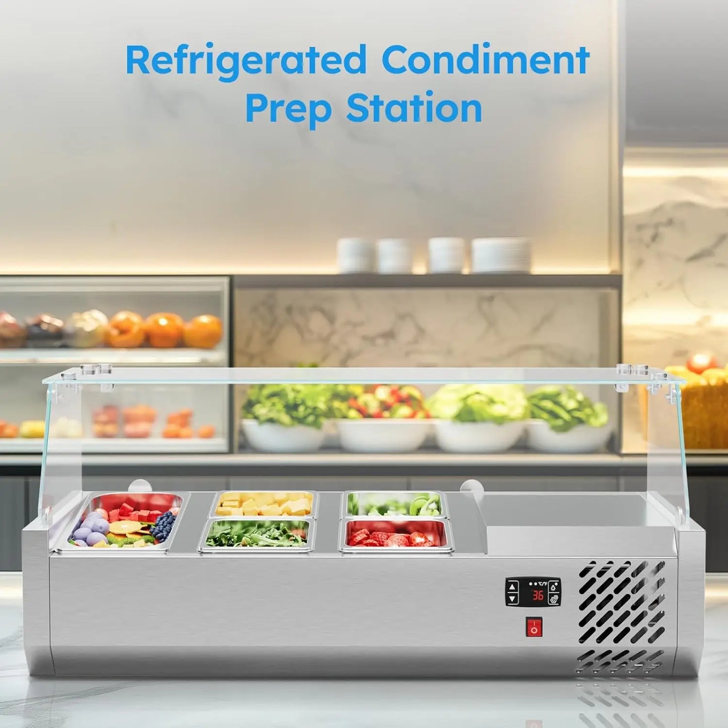 SHICUO ETL Certified Sandwich Salad Pizza Prep Table Refrigerator