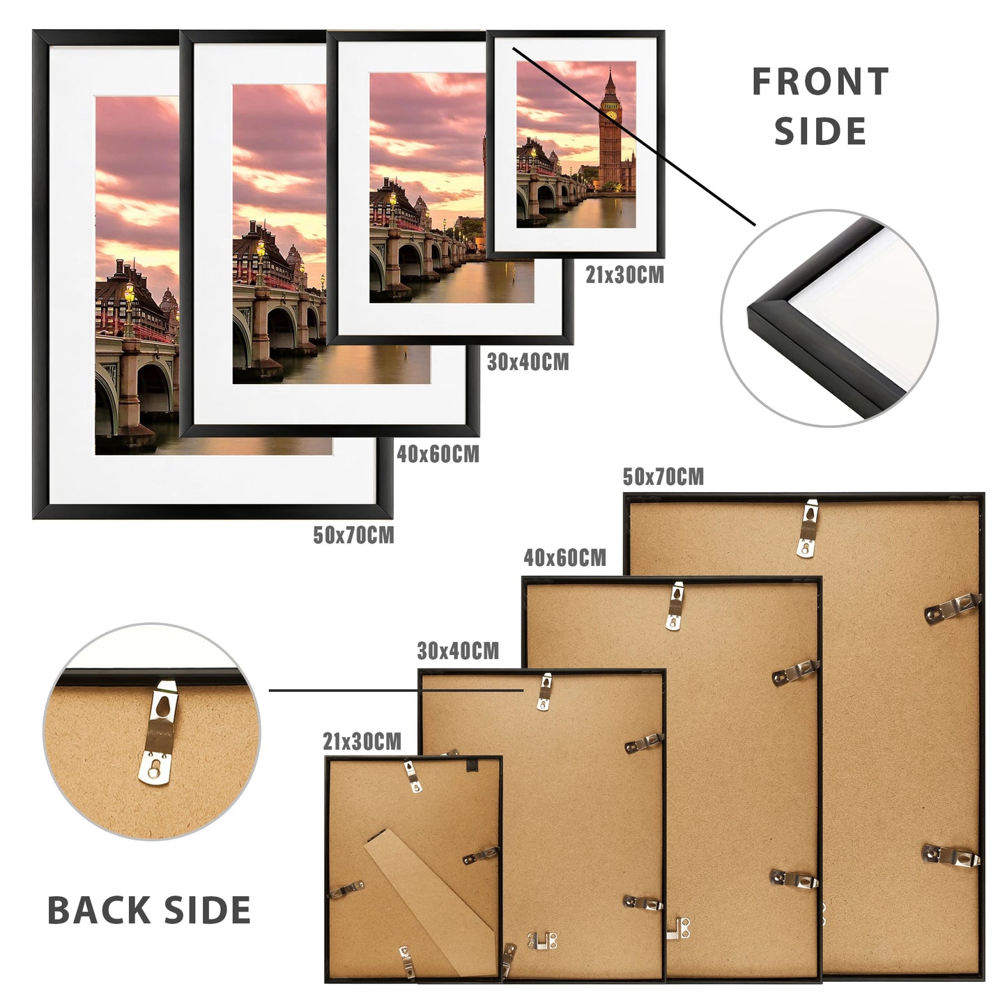 Aluminum Picture Frames Set, Modern Multi-Frame Wall Display