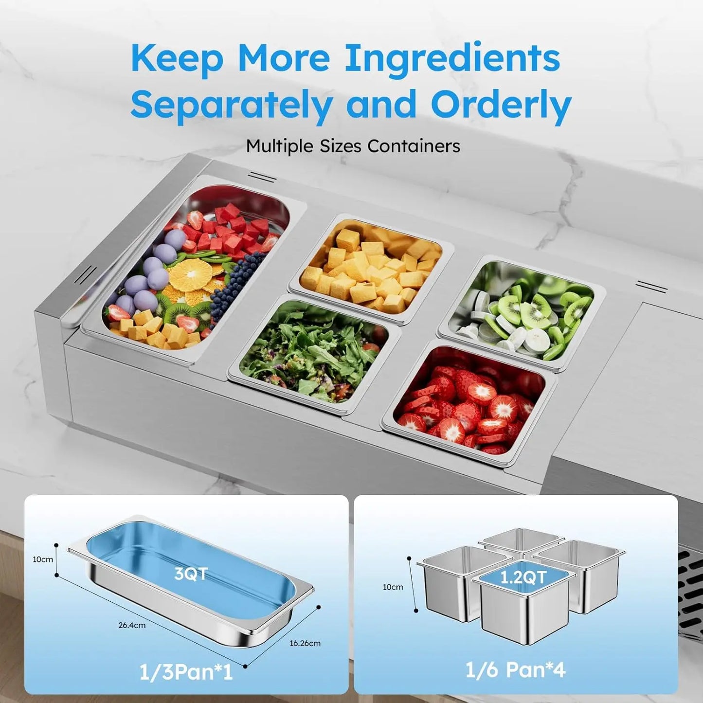 SHICUO ETL Certified Sandwich Salad Pizza Prep Table Refrigerator