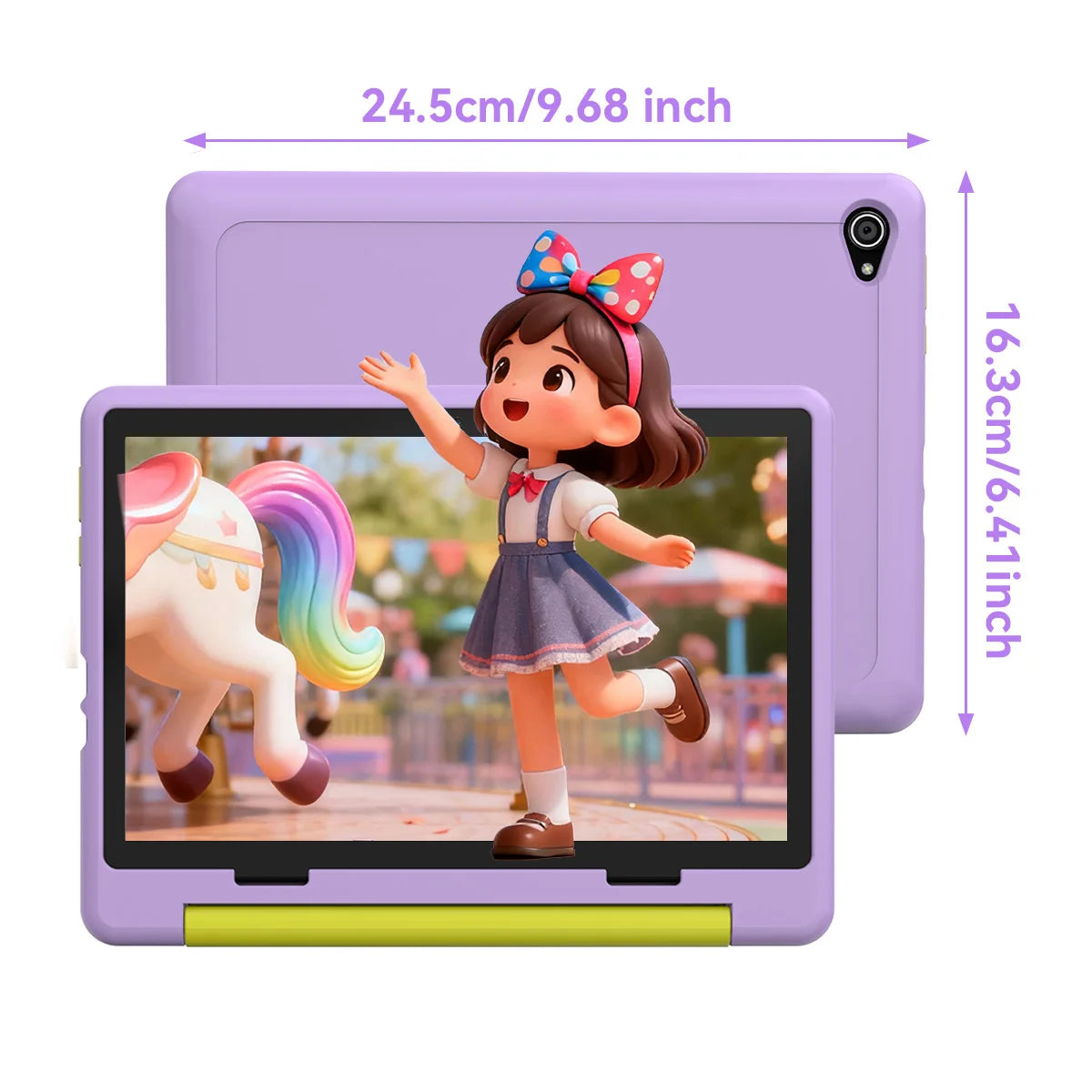 BUFO Kids Tablet 10.1 Inch Five Core Processor 24GB(3+21) RAM 64GB ROM Android 16 IPS HD Display 6000mAh Battery Parental Control Dual Camera TF 1TB Expand WiFi Children Learning Gaming Tablet Only Tablet