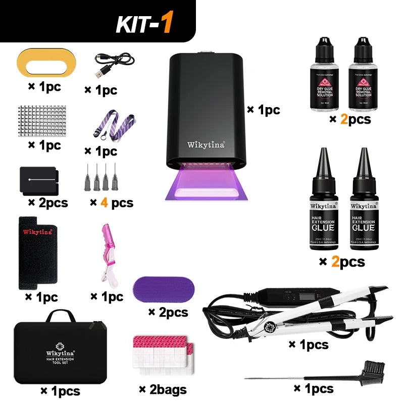 Wikytina UV Light Hair Extension Tool Kit With Adhesive Remover