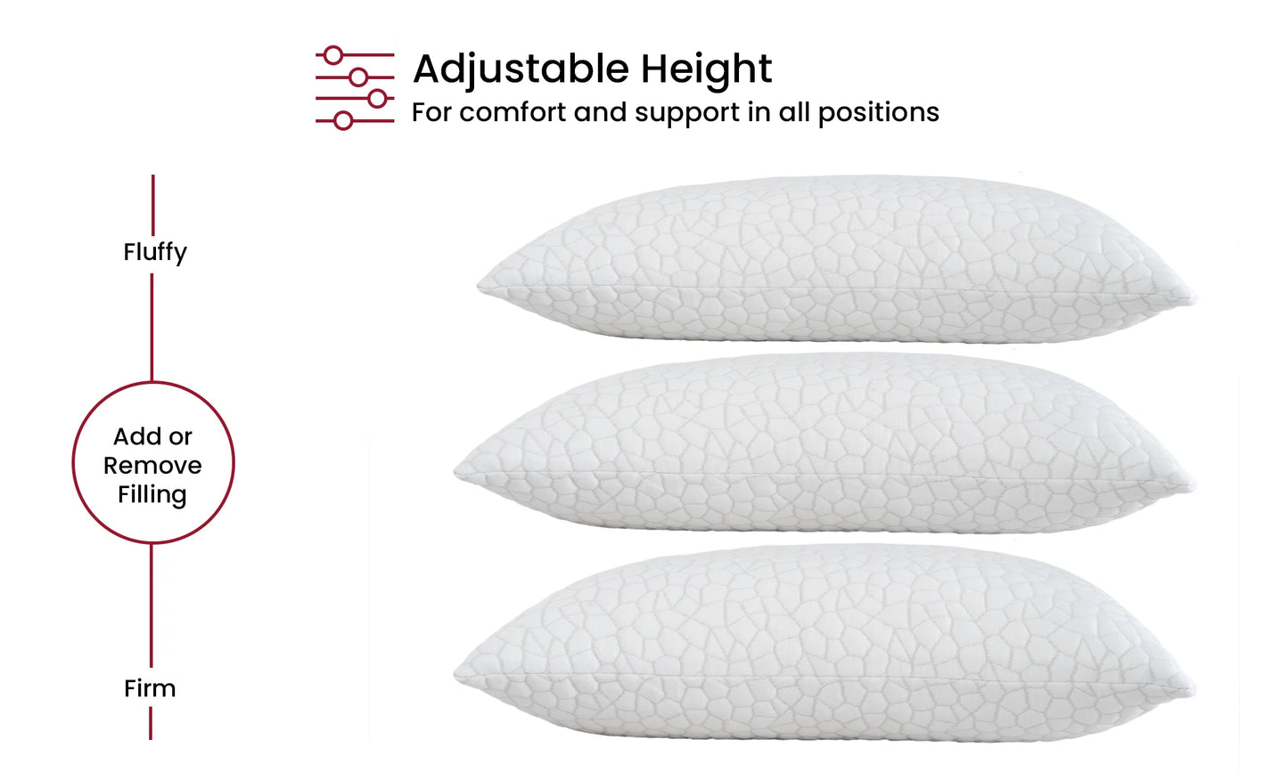 Lux Decor Shredded Memory Foam Pillows 2 Pack With Adjustable Loft