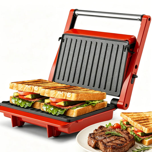 Suslas Cooking 1000W Panini Press Grill Nonstick Plates 2 Slice by S And B Enterprise