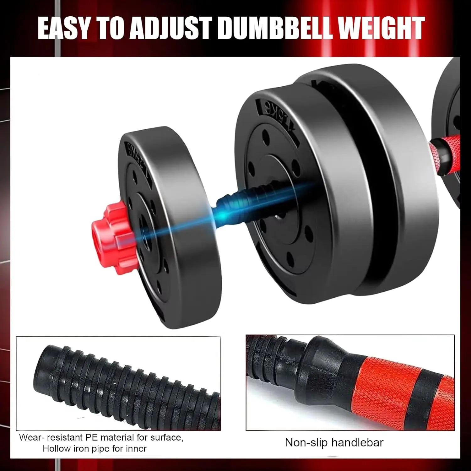 44bls Adjustable Dumbbell Set for Home Gym Fitness Weight Plates, 3-in-1 Ergonomic Modes, Heavy Duty Cast for Strength Training by S And B Enterprise