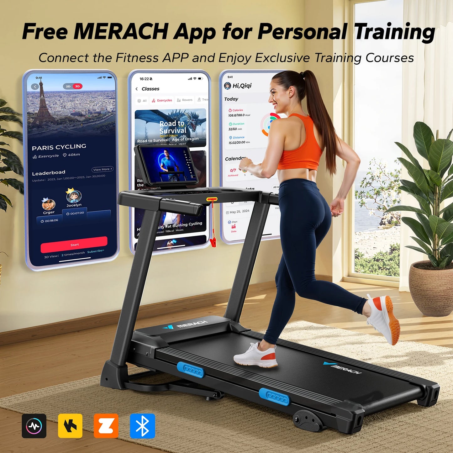 MERACH Foldable Treadmill T12 Incline Bluetooth Heart Rate Monitoring by S And B Enterprise