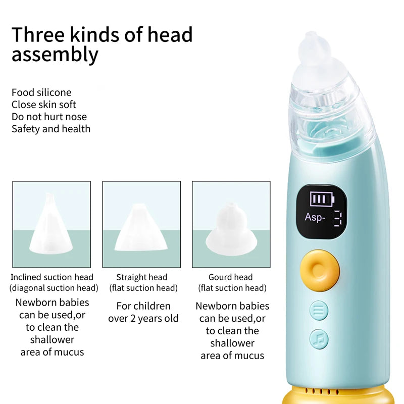 Hansqui Electric Baby Nose Vacuum Nasal Aspirator With 3 Nozzles