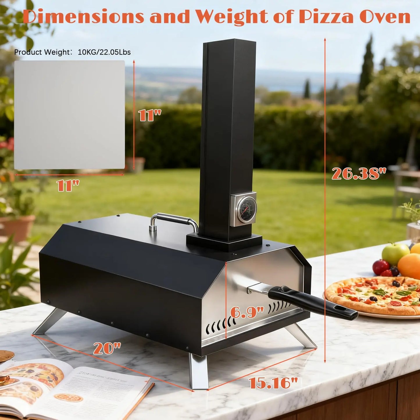 Karinear Outdoor Wood Pellet Pizza Oven With Peel And Cutter