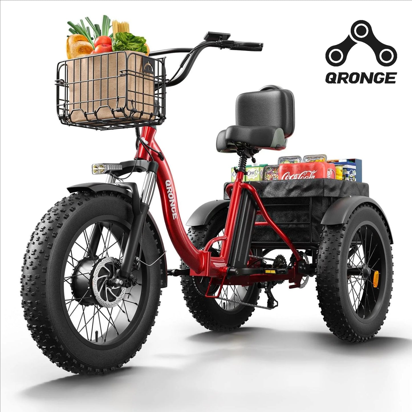 QRONGE Electric Bike For Adults 960W Peak Folding Tricycle