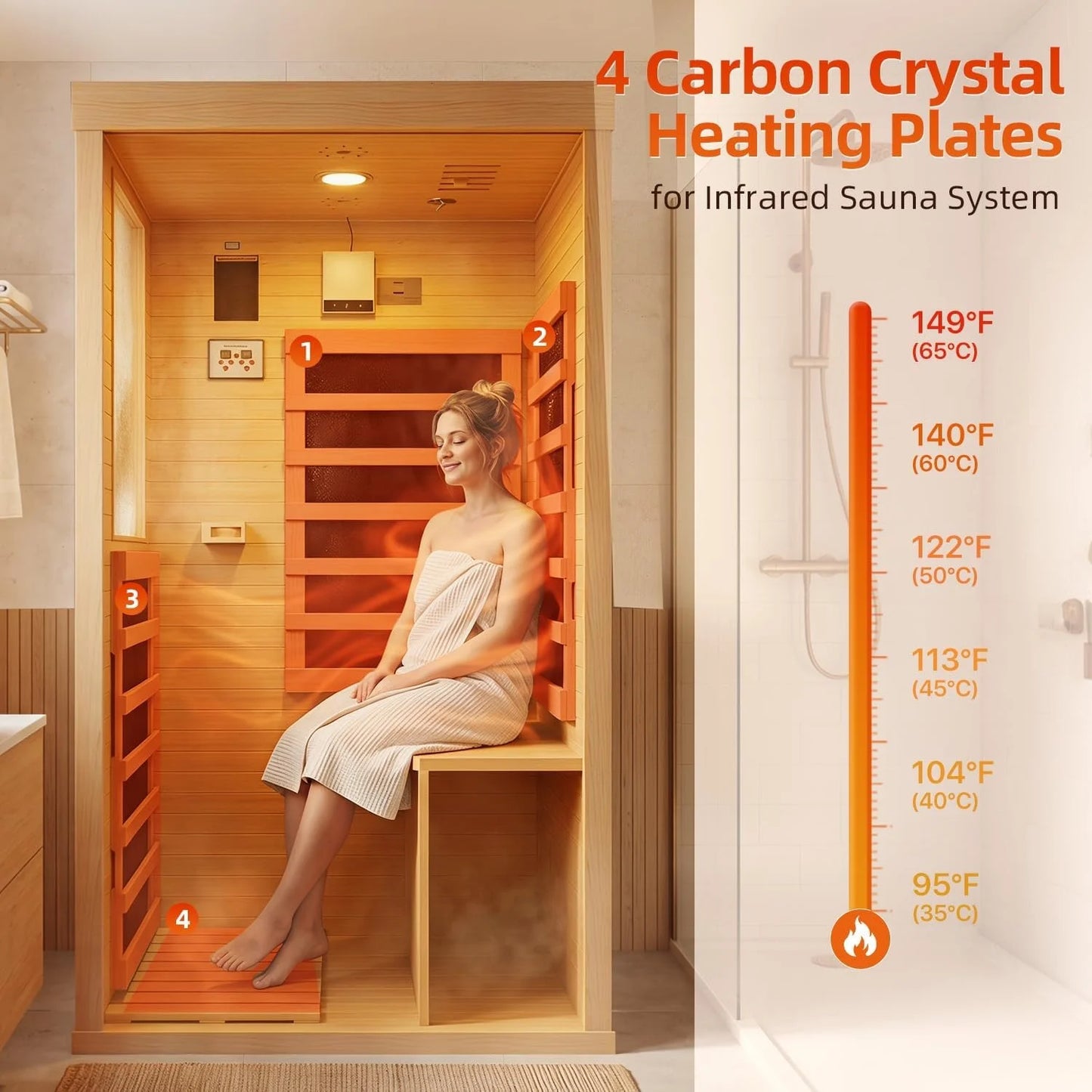 Nordivale 1 Person Wood Infrared Sauna, Canadian Hemlock Traditional Dry Spa Room with Bluetooth & Control Panel, Low EMF Indoor Sauna Cabin (32.67"x27.55"x59.44") by S And B Enterprise
