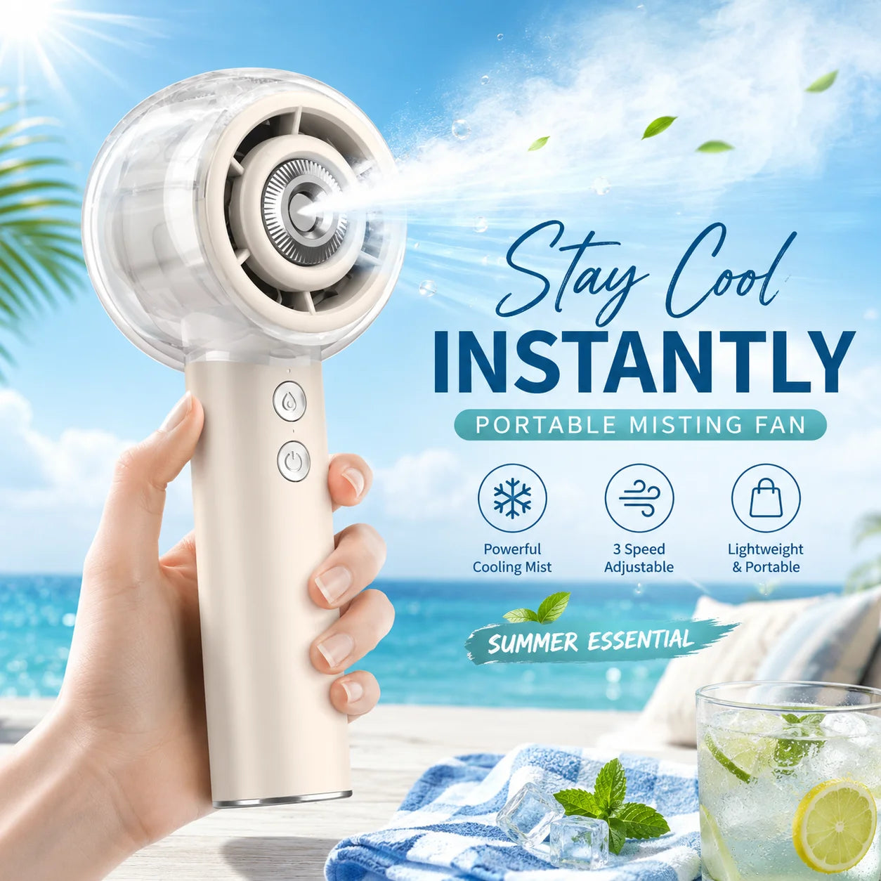 Portable Misting Handheld Fan 6000mAh Rechargeable Battery For Travel by S And B Enterprise