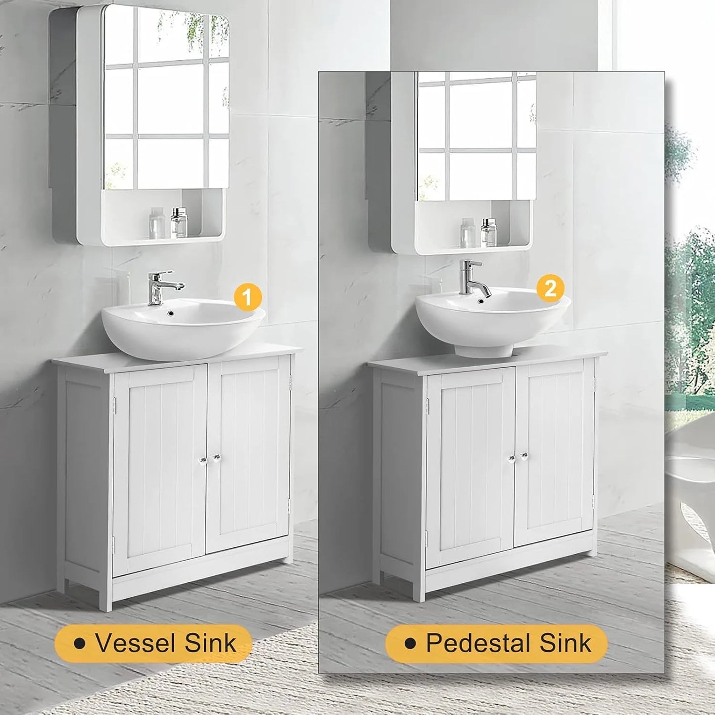 Pedestal Sink Cabinet Under-Sink Storage Vanity with Adjustable Shelf by S And B Enterprise