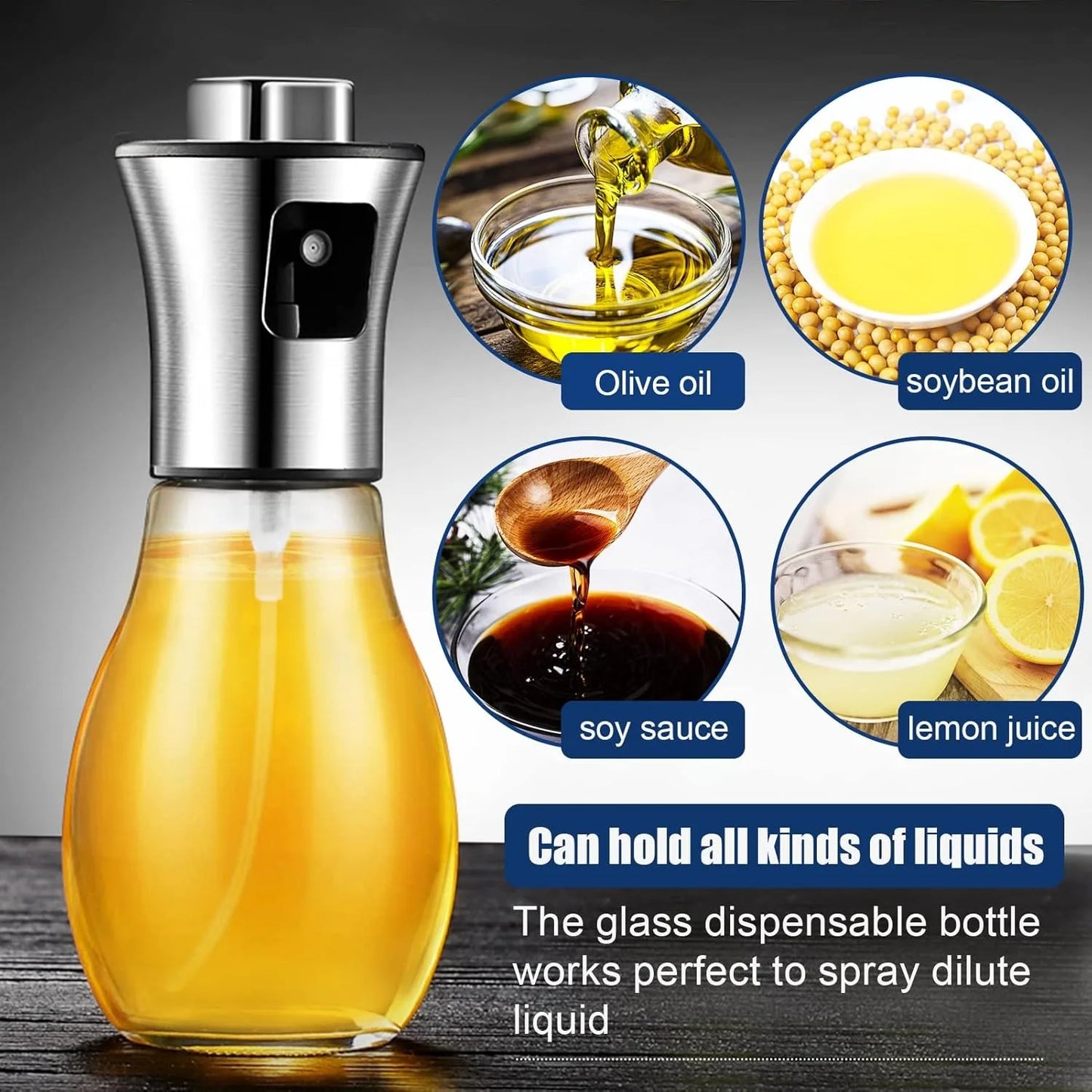 Oil Sprayer For Cooking 200ML Olive Oil Fine Mist Spray Bottle Stainless Steel Dispenser For Air Fryer Salad Baking by S And B Enterprise