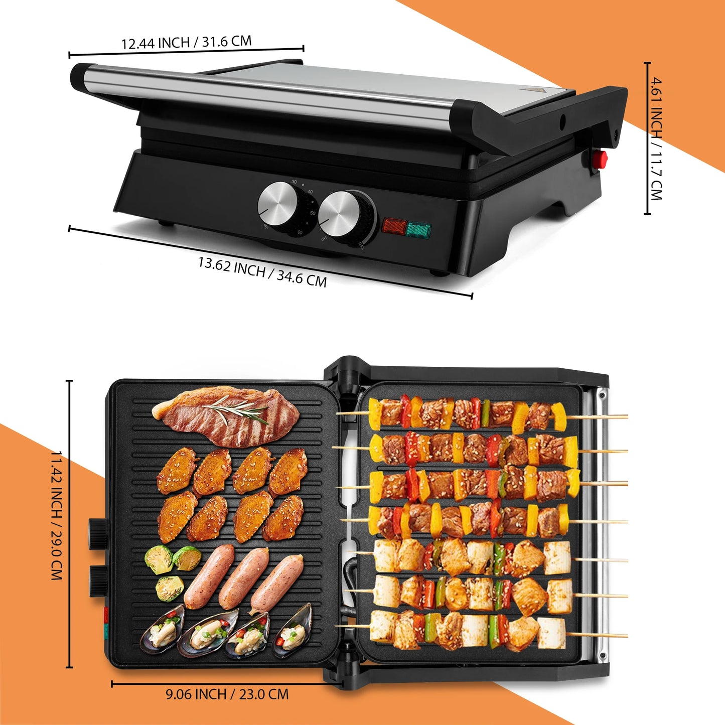 Suslas 1800W Electric Panini Grill And Sandwich Maker