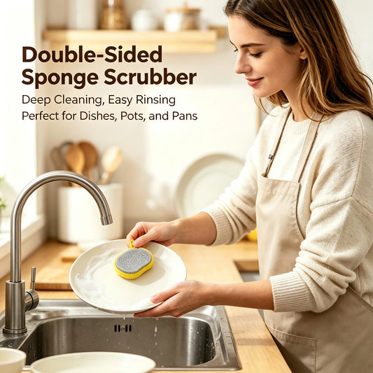 10Pcs Dual-Sided Kitchen Sponge Scrubber, Heavy Duty Dish Cleaning Sponge, Non-Scratch Scouring Pad for Pans Dishes Pot Cleaning by S And B Enterprise