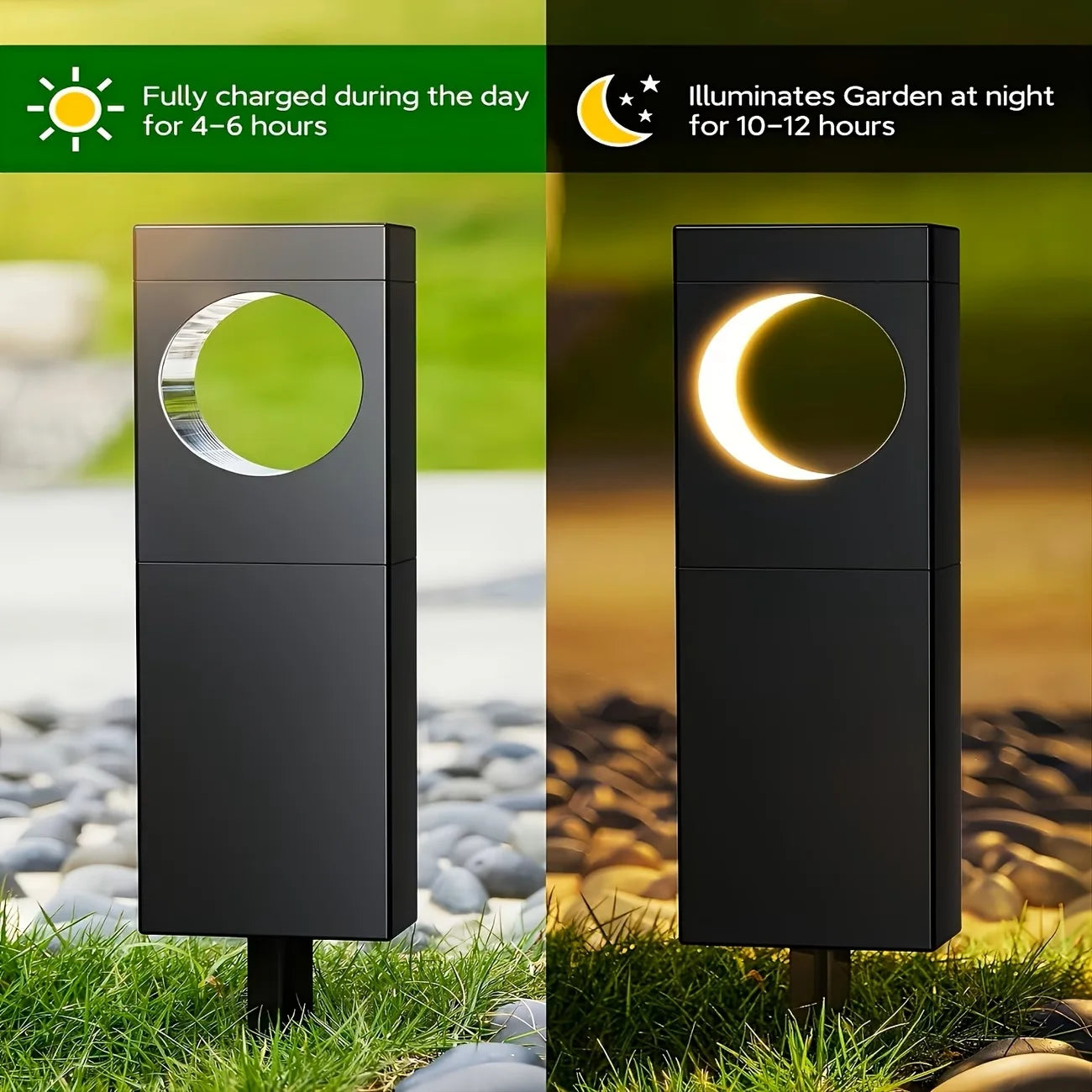Solar Pathway Lights Outdoor Waterproof Bright Moon Auto On/Off Garden Light for Yard Patio Porch Lawn Outside Decor Lighting by S And B Enterprise