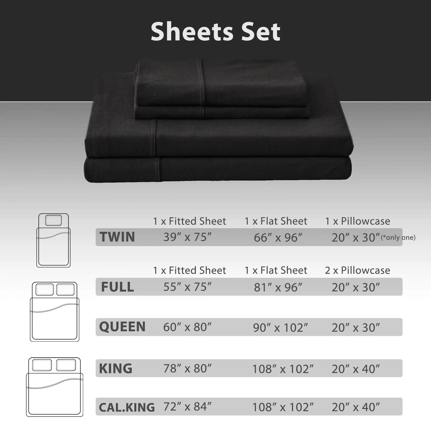4-Piece 100% Cotton Jersey Knit Sheet Set – Ultra Soft & Breathable Bedding Set with Deep Pocket Fitted Sheet, Flat Sheet & 2 Pillowcases（Without Core） – Wrinkle Free, Machine Washable, Secure Fit & Cozy Comfort for A by S And B Enterprise