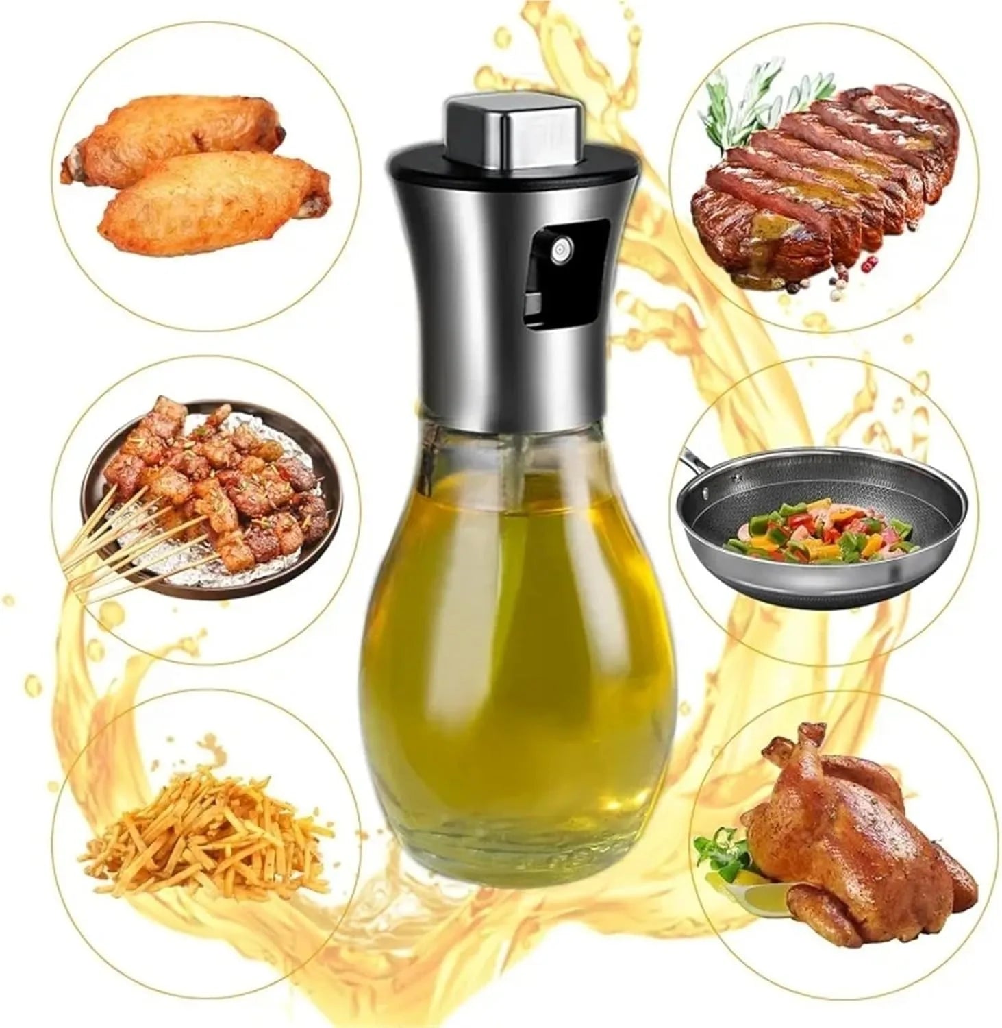 Oil Sprayer For Cooking 200ML Olive Oil Fine Mist Spray Bottle Stainless Steel Dispenser For Air Fryer Salad Baking by S And B Enterprise
