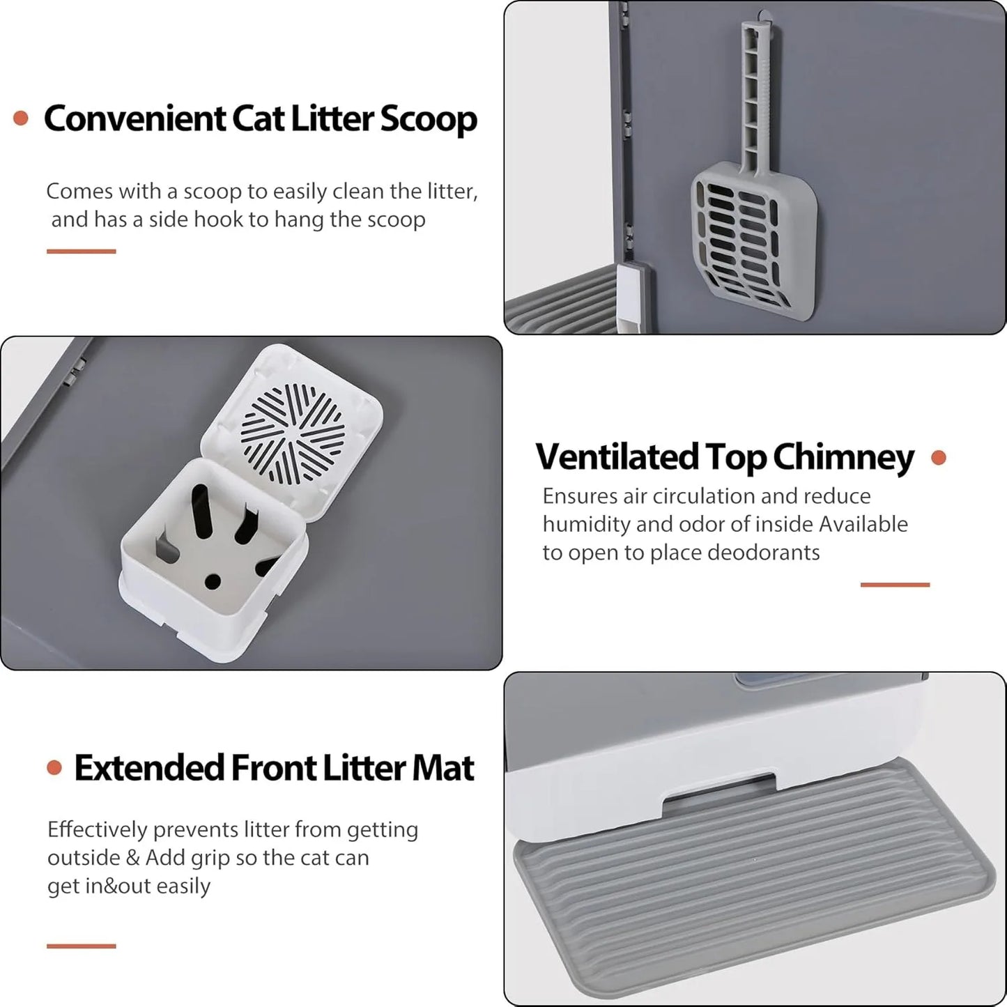 Enclosed Cat Litter Box With Hooded Top And Litter Scoop