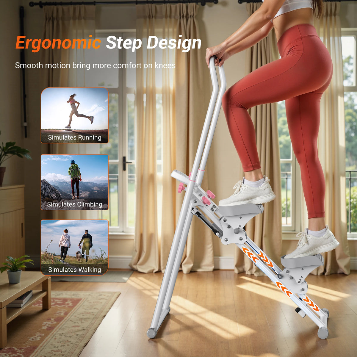 MERACH stair stepper by S And B Enterprise, compact foldable home gym cardio machine with white frame.