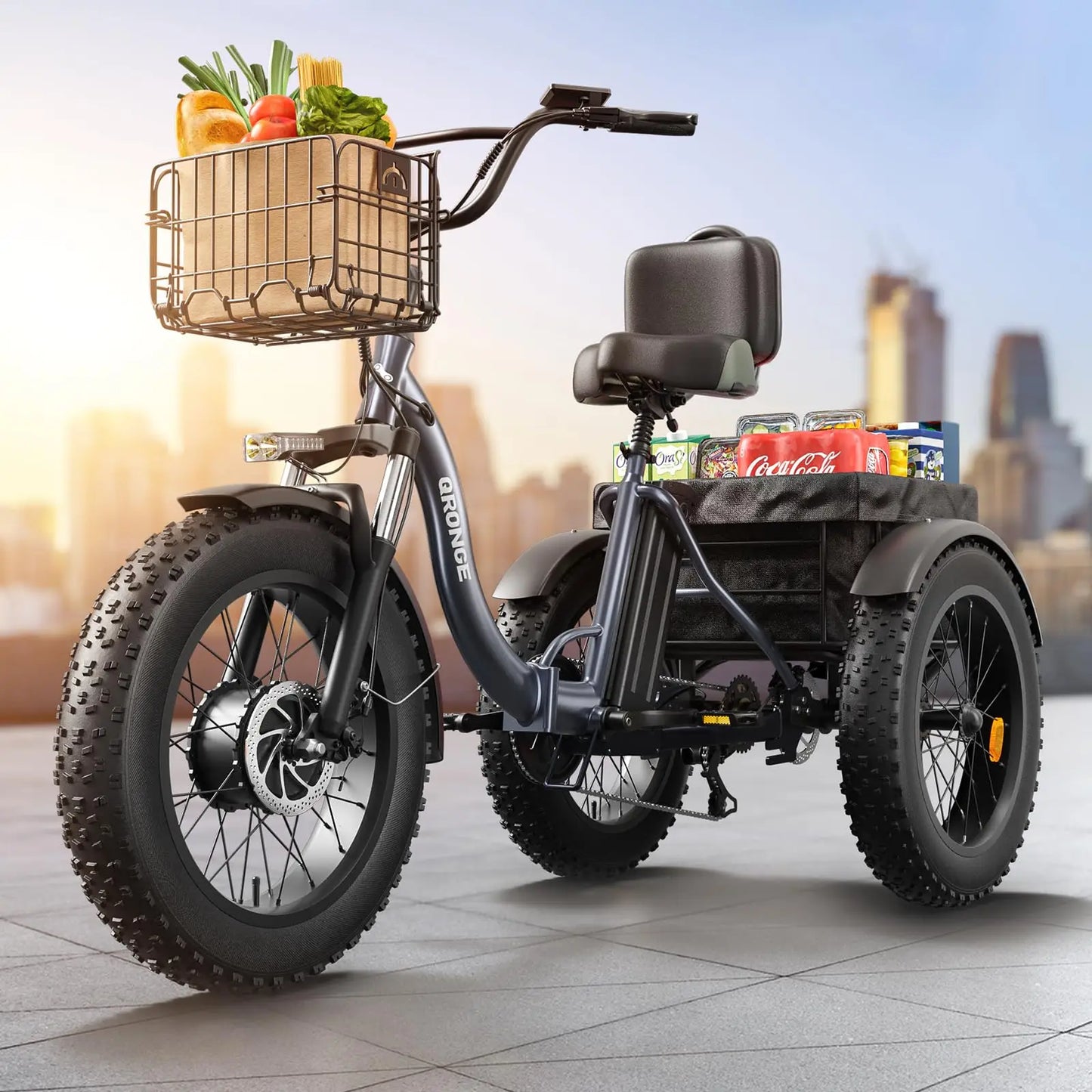 QRONGE Electric Bike For Adults 960W Peak Folding Tricycle