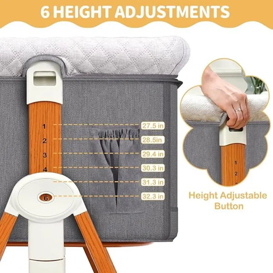 Foldable 3in1 Baby Bassinet Bedside Sleeper with Wheels