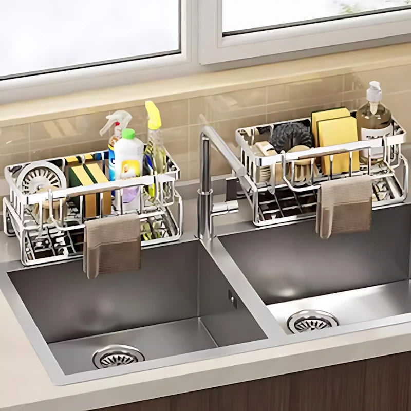 Over-Sink Kitchen Organizer - Sponge Holder & Drying Rack with Faucet Mount, Space-Saving Storage for Sponges and Brushes by S And B Enterprise