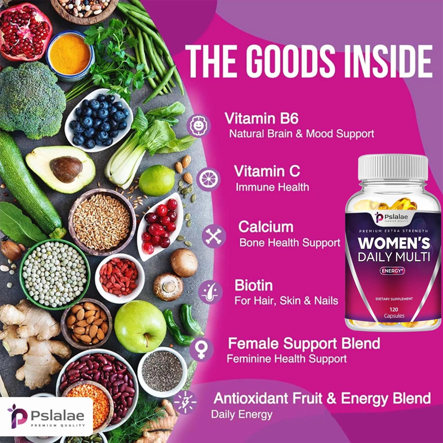 PslalaeCharge Women's Daily Multivitamin Capsules For Energy And Immunity