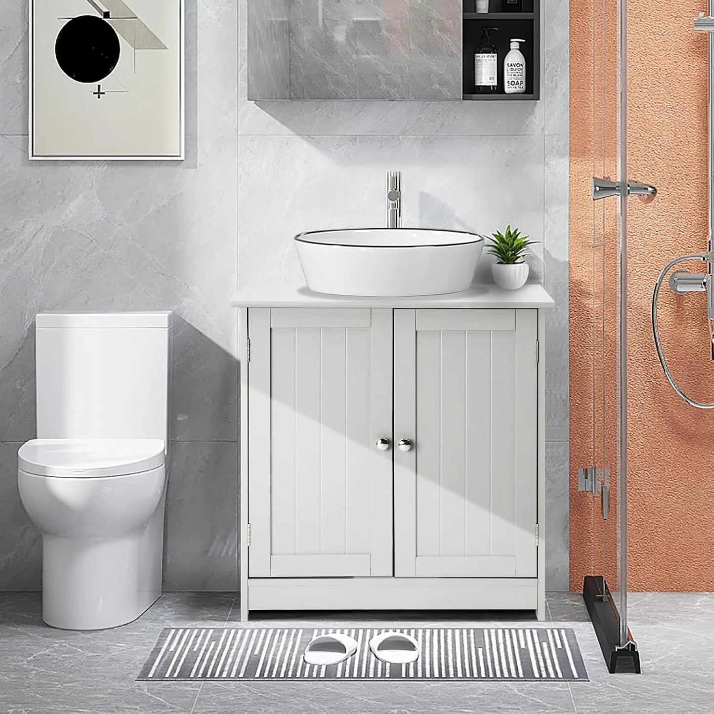 Pedestal Sink Cabinet Under-Sink Storage Vanity with Adjustable Shelf by S And B Enterprise