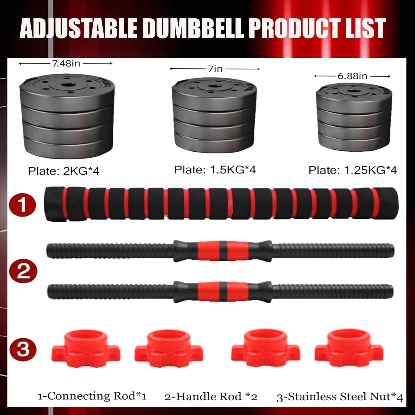44bls Adjustable Dumbbell Set for Home Gym Fitness Weight Plates, 3-in-1 Ergonomic Modes, Heavy Duty Cast for Strength Training by S And B Enterprise
