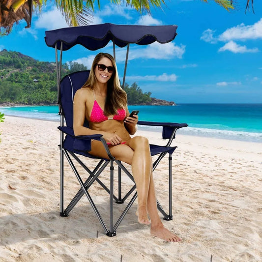 Folding Canopy Camping Chair Portable Beach Chair With Carrying Bag