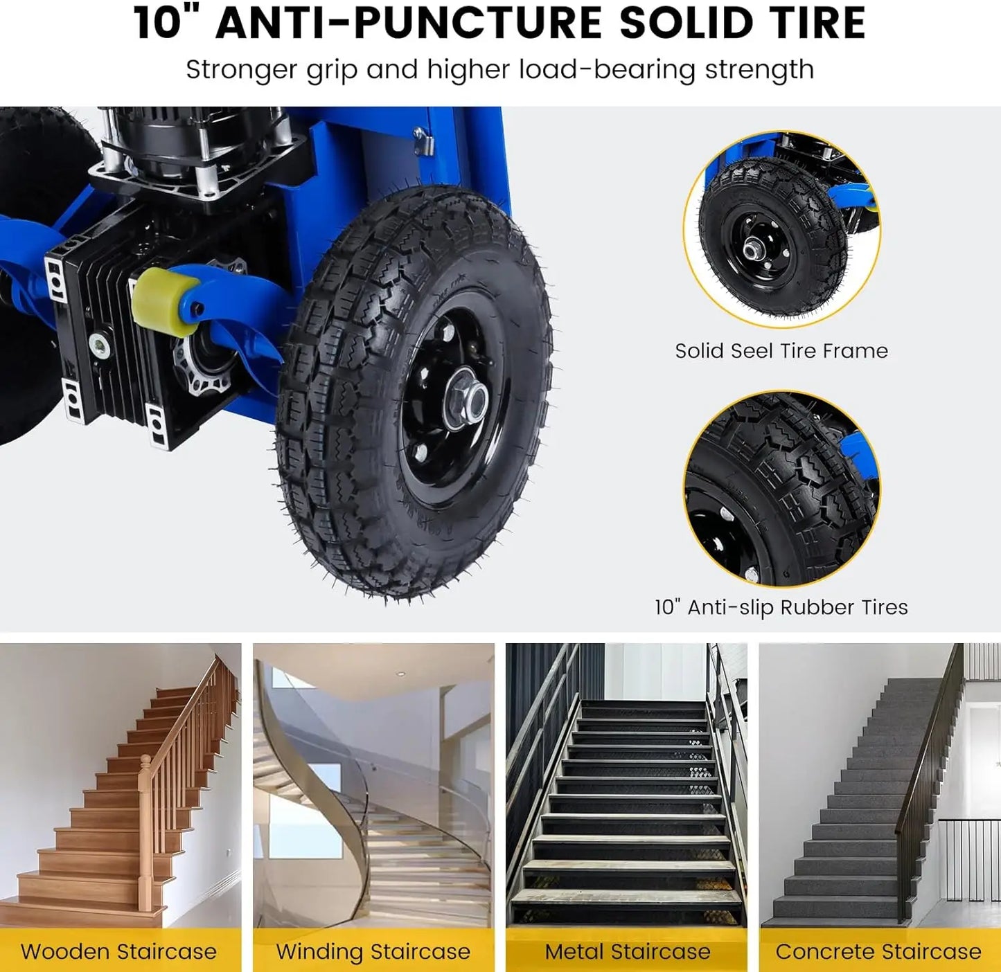 Electric Stair Climbing Dolly with 1200W Motor 880 lb Capacity