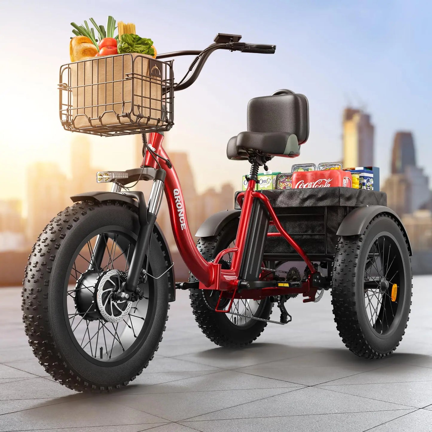 QRONGE Electric Bike For Adults 960W Peak Folding Tricycle