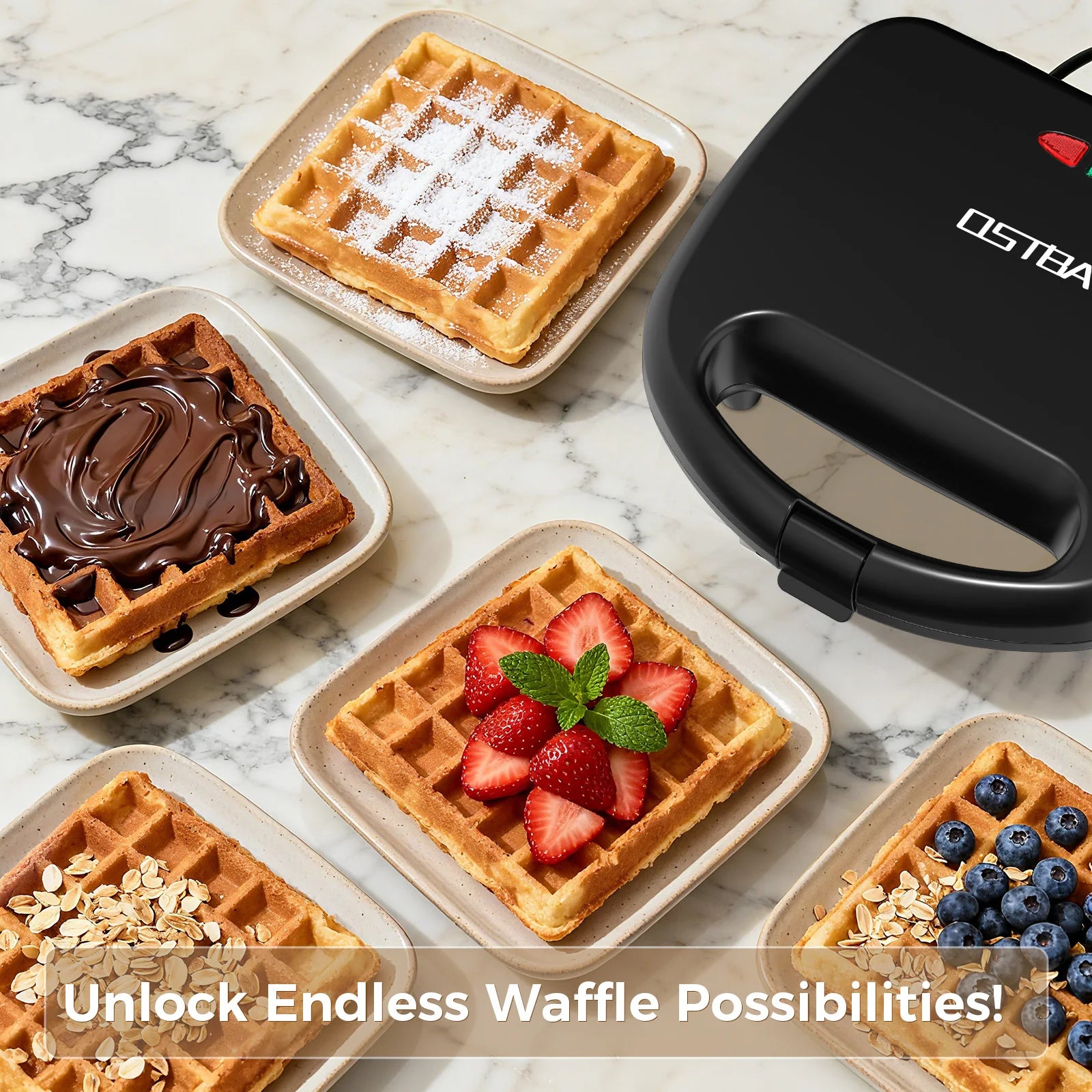 Waffle Maker, 2 Slice Non-Stick Waffle Iron, Belgian Waffle Machine with Indicator Lights, PFOA Free, Perfect for Breakfast and Snacks, 750W by S And B Enterprise