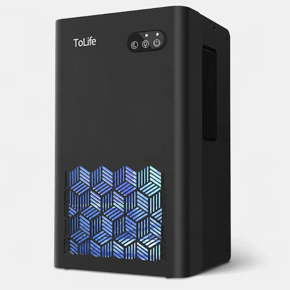 ToLife black portable dehumidifier with auto shutoff for bedroom, bathroom, closet, RV