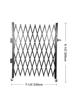 SucceBuy single folding security gate, steel accordion expandable black with wheels