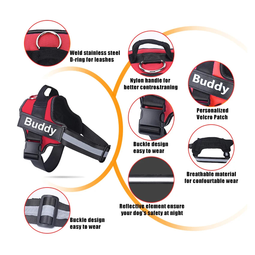 Dog Harness NO PULL Reflective Breathable Adjustable Pet Harness Vest with ID Custom Patch Outdoor Walking Dog Supplies by S And B Enterprise