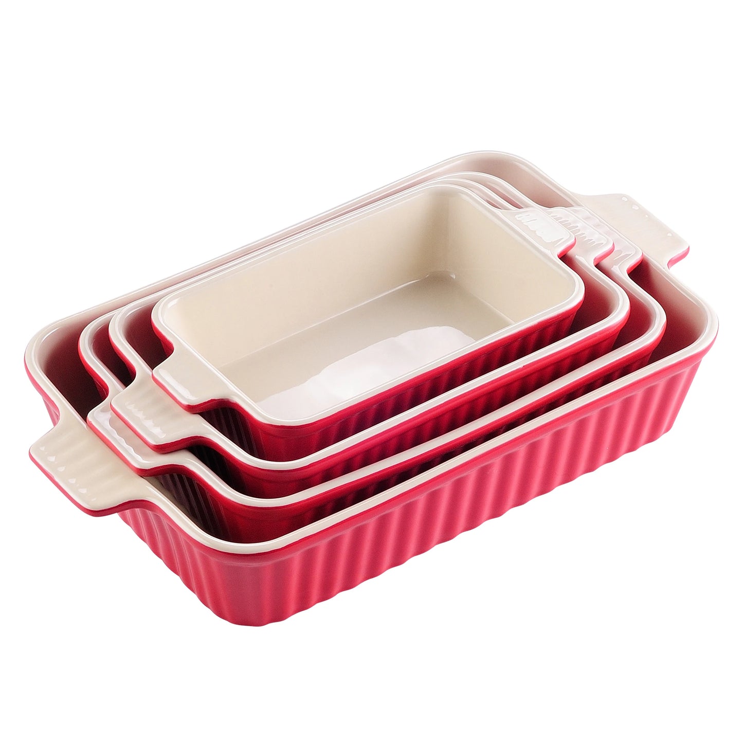 Malacasa 4 Piece Ceramic Bakeware Set With Handles For Lasagna Pie Casserole by S And B Enterprise