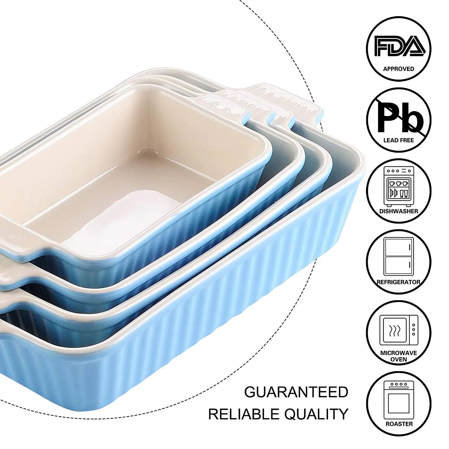 Malacasa 4 Piece Ceramic Bakeware Set With Handles For Lasagna Pie Casserole by S And B Enterprise