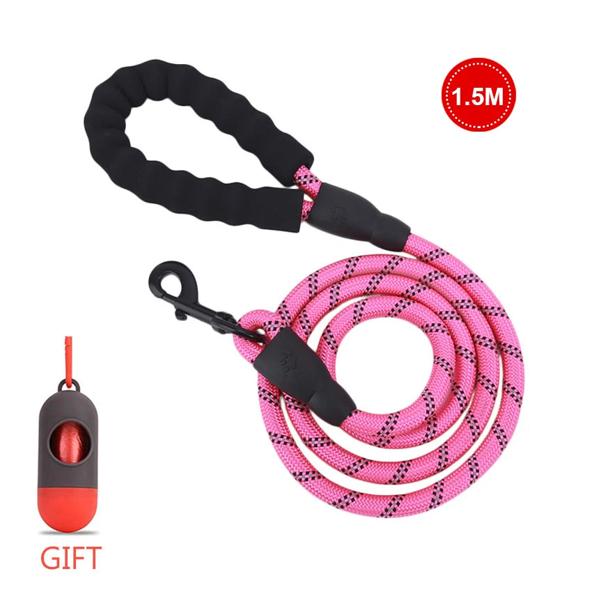 Pet Leash Reflective Strong Dog Leash 1.5M Long with Comfortable Padded Handle Heavy Duty Training Durable Nylon Rope Leashes by S And B Enterprise