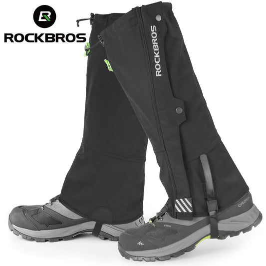 RockBros waterproof outdoor hiking gaiters, black leg protection covers with logo