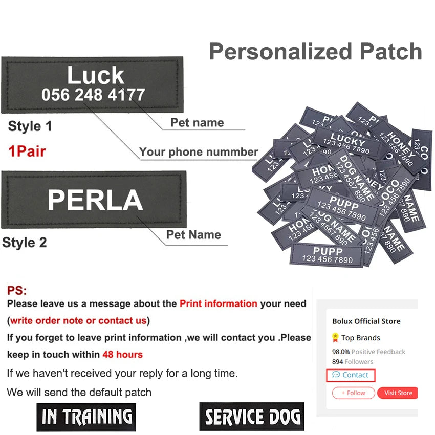 Dog Harness NO PULL Reflective Breathable Adjustable Pet Harness Vest with ID Custom Patch Outdoor Walking Dog Supplies by S And B Enterprise