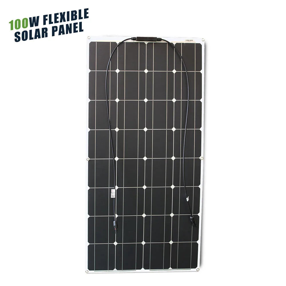 ASUNERGE 12V flexible monocrystalline solar panel for RVs, bendable and waterproof with attached cables